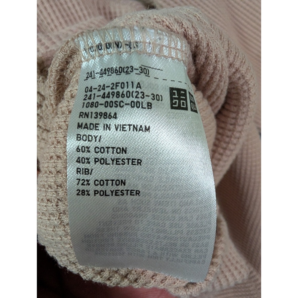 Uniqlo Waffle Knit Thermal Shirt Womens Small Beige Long Sleeve Casual - Picture 5 of 9